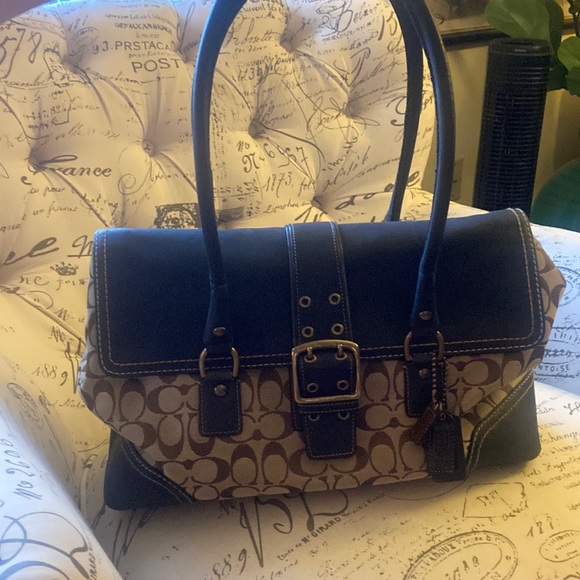 Coach Handbags - COACH Special Edition Fall 2004 Signature C Navy Leather Large “Denim” Satchel